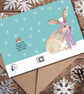 Hare Christmas Card Blank wildlife christmas card - Image 3