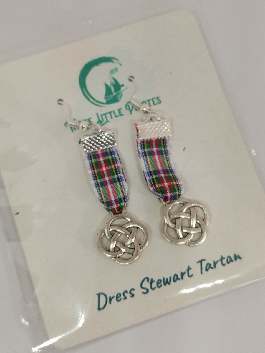 Scottish tartan earrings, Celtic knot plaid dangly ear rings