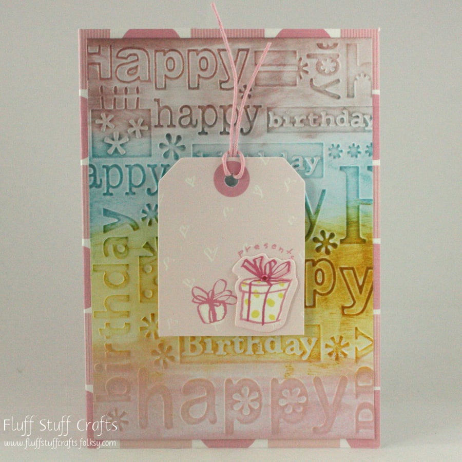 Embossed multi coloured birthday card