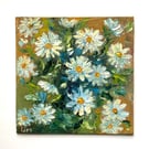 Daisy Wall Art Flower Painting Original Artwork Botanical Floral Small Oil Paint