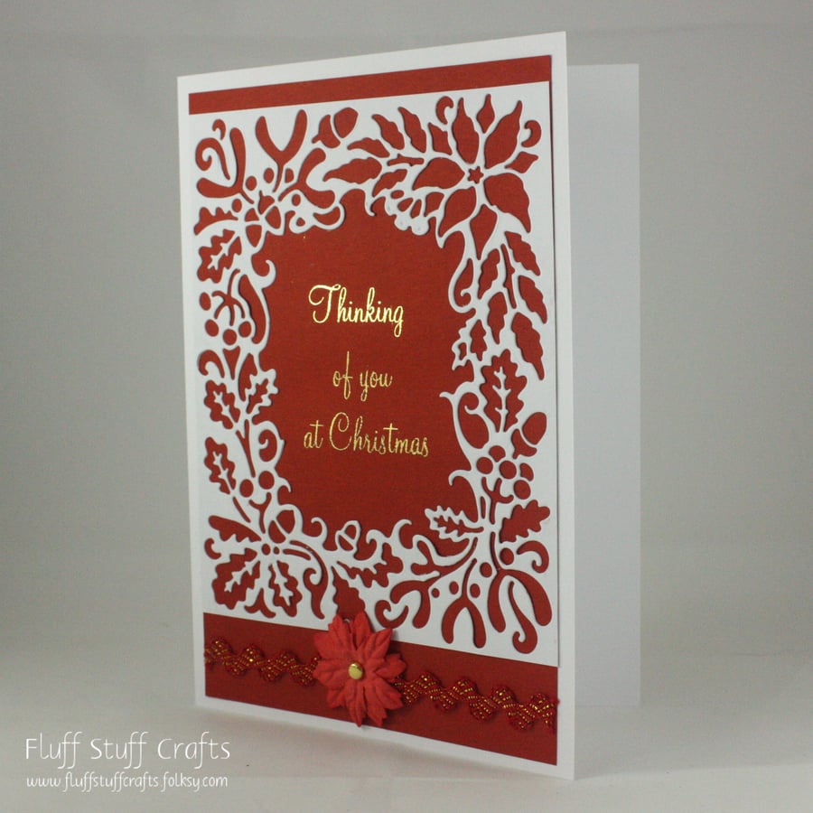 Handmade Christmas card - Thinking of you at Christmas