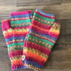 Bright Random Yarn Ladies Fingerless Mittens