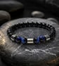 Men’s Black Onyx, Blue Tiger Eye & Hematite Bracelet – 19 cm – 8 mm Beads