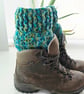 Aqua Blue Boot Cuffs, Crochet Ankle Warmers