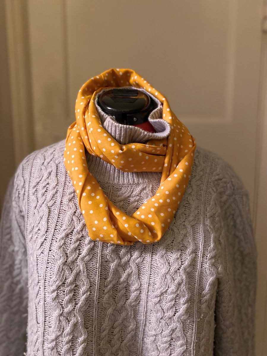 Mustard  and white polka dot Twist Scarf