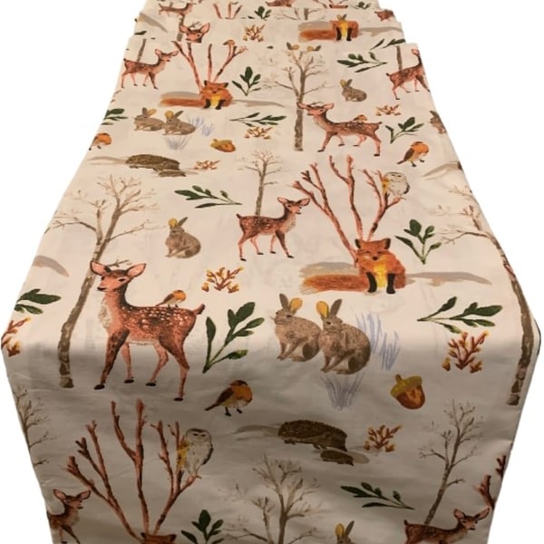 Spring Woodland Animal Table Runner 1.50 x 30cm Gift Idea