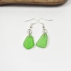 Sea Glass Earrings, Dangle Earrings in Green sea glass, Cute items