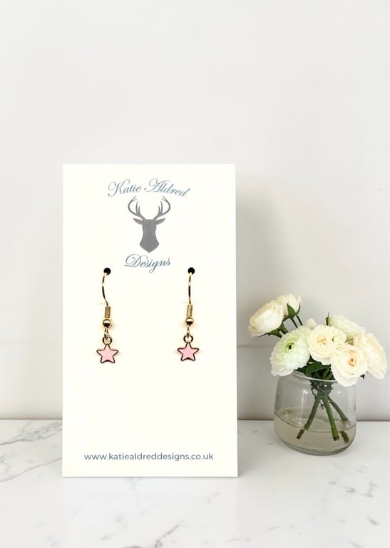 Charm Earrings - Mini Star - Light Pink