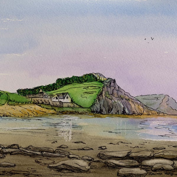 Dorset Jurassic Coast Card of Charmouth Beach