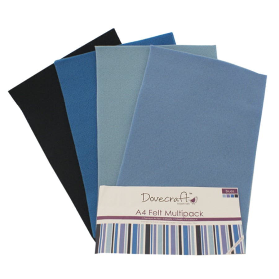 Dovecraft A4 Felt Multiple Pack - Blues 