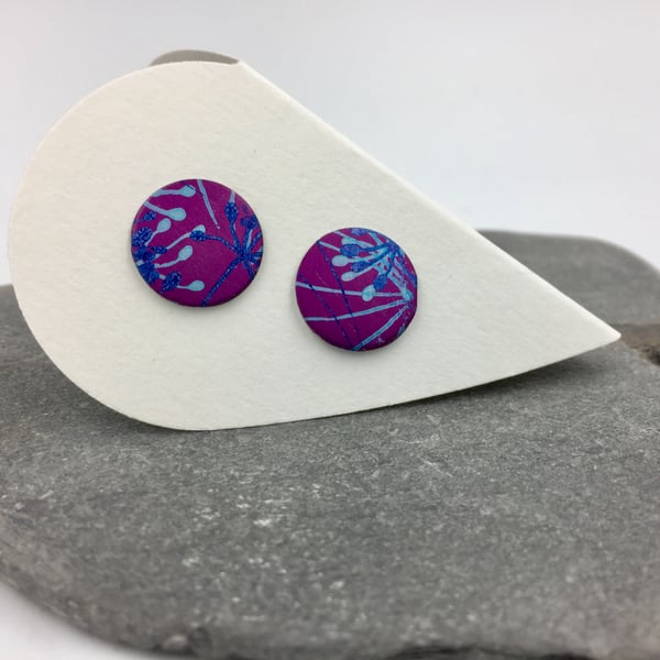 Cow parsley stud earrings in pink