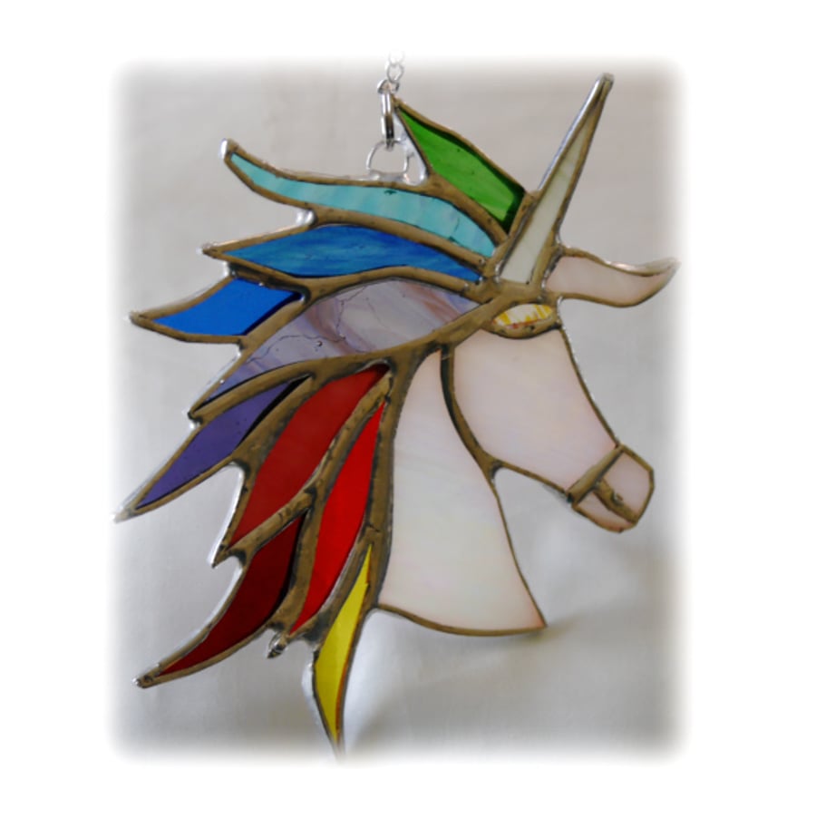 Sold Unicorn Suncatcher Stained Glass Handmade Rainbow 008 Tabitha