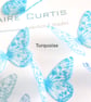 Hand printed silk butterflies in shades of teal. Two sizes - Image 3