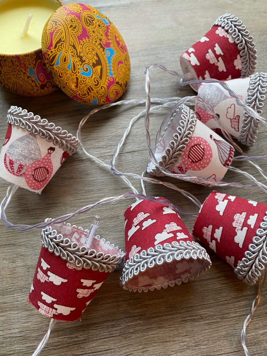 Upcycled Mini Lampshade Fairy Lights - Clouds and Air Balloons 