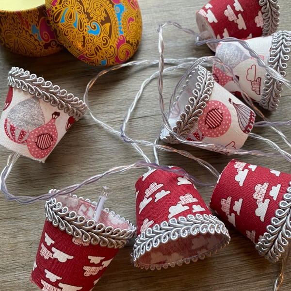 Upcycled Mini Lampshade Fairy Lights - Clouds and Air Balloons 