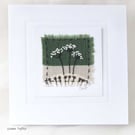 HAND EMBROIDERED GREETING CARD VINTAGE FABRIC UMBELLIFERS