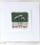 HAND EMBROIDERED GREETING CARD VINTAGE FABRIC UMBELLIFERS - Image 1