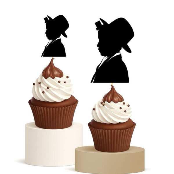 Bar Mitzvah Silhouette Cupcake Toppers 15pk Jewish Boys Simcha Décor
