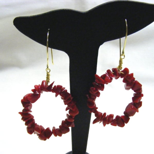Seconds Sunday Red Shell Chip Hoop Earrings