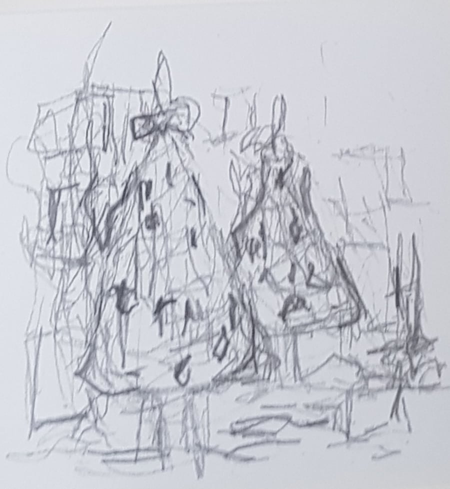 Christmas Tree drawing, Christmas card.