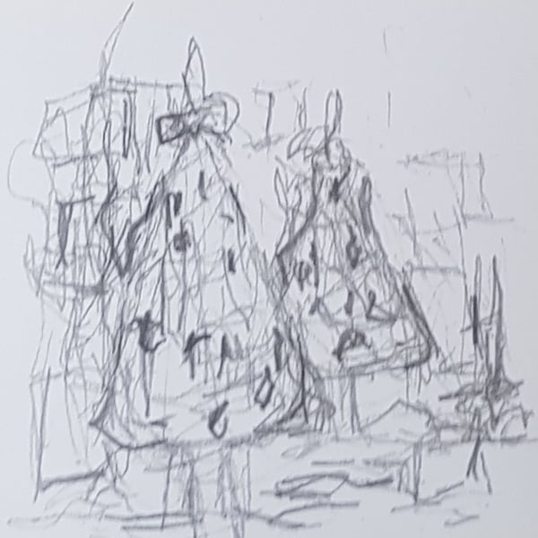 Christmas Tree drawing, Christmas card.