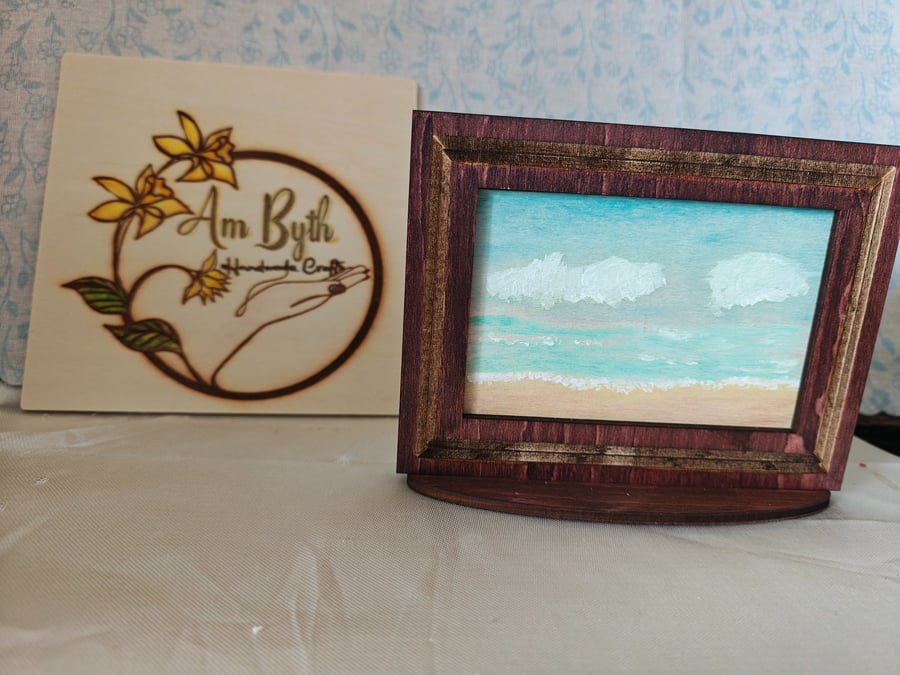 Sky, sea and sand watercolour