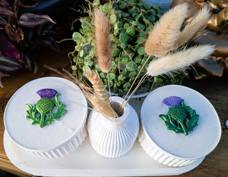 Scottish Thistle Vanity Gift set, Trinket Tray, Beauty Gift set for her