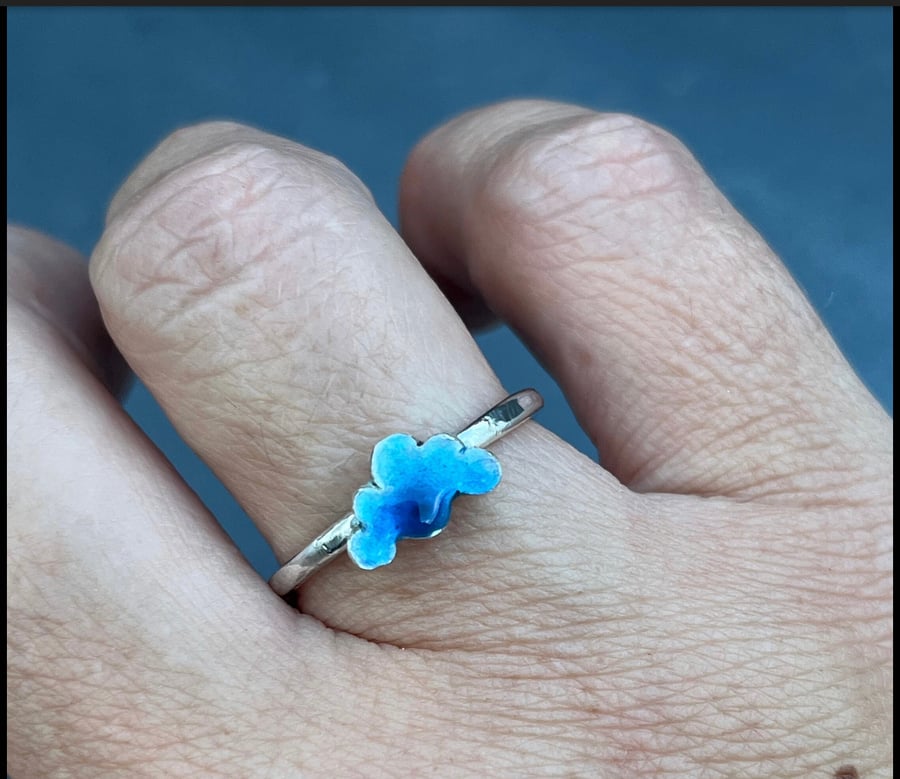 Cloud Ring, enamel cloud ring, blue cloud ring, celestial jewellery, cloud, gift