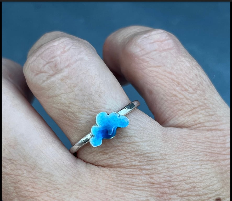 Cloud Ring, enamel cloud ring, blue cloud ring, celestial jewellery, cloud, gift