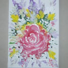 original art acrylic  floral rose painting ( ref FA 651 D1 )