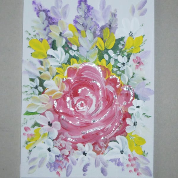 original art acrylic  floral rose painting ( ref FA 651 D1 )
