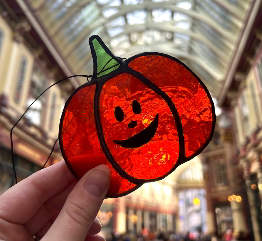 Stained Glass Pumpkin Patch Pal - Smiley