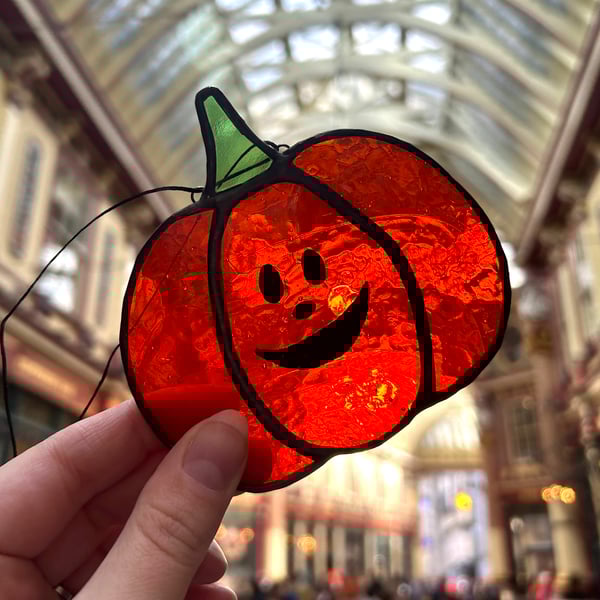 Stained Glass Pumpkin Patch Pal - Smiley