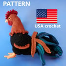 Rooster Crochet PATTERN USA Terms ENGLISH Language