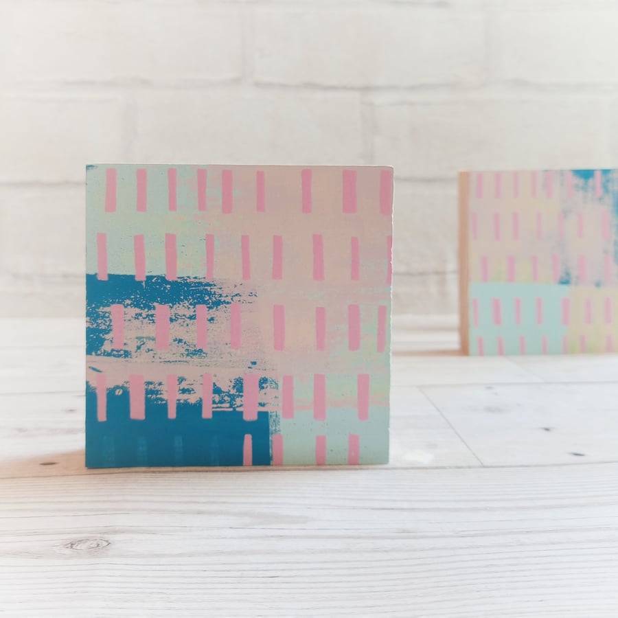 Screenprint on Wood - Abstract Print - Hand Printed Wooden Block