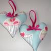   Scented hearts in blue cupcake fabric 