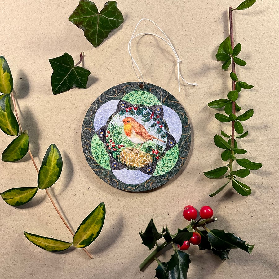 robin mandala decoration by Valerie Greeley