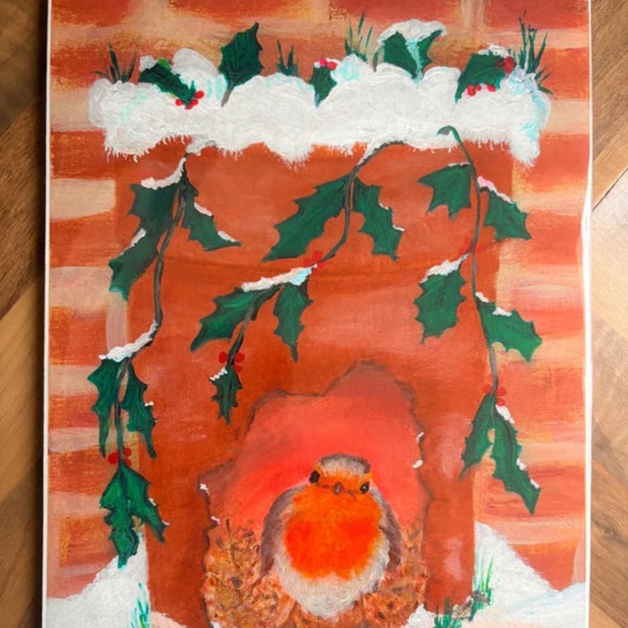 Original A4 Robin Art Print - Cwtch Y Robin Coch