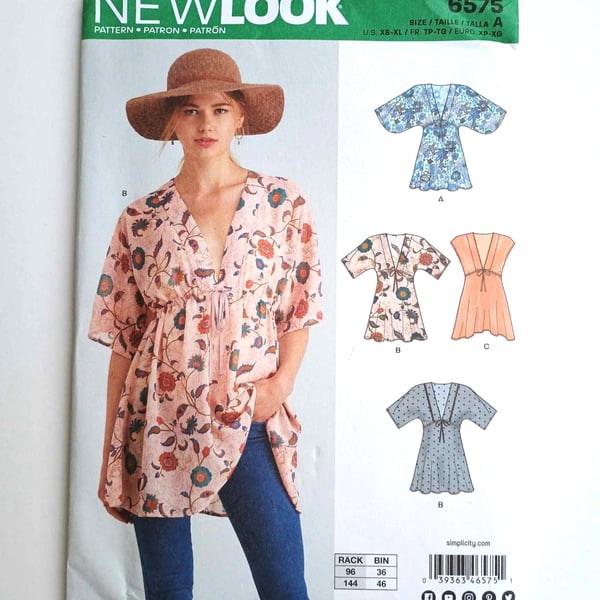 Dressmaking pattern - New Look 6575 Tunic Top - multi size XS to XL