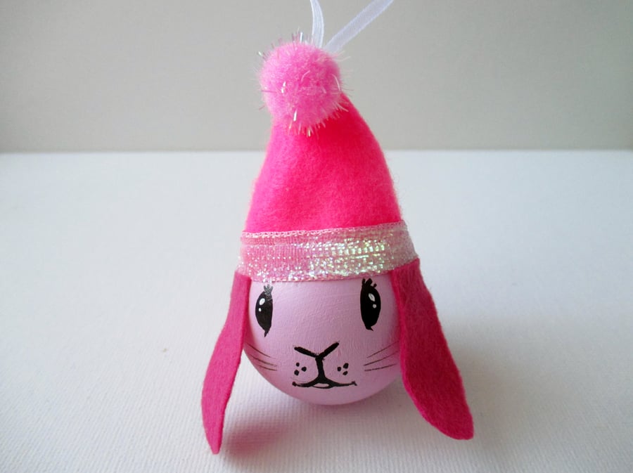 Pink Bunny Rabbit Christmas Bauble Tree Decoration Pet Animal Xmas Lop Eared