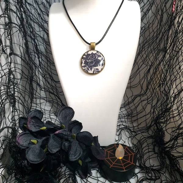 Black Rose necklace pendant 