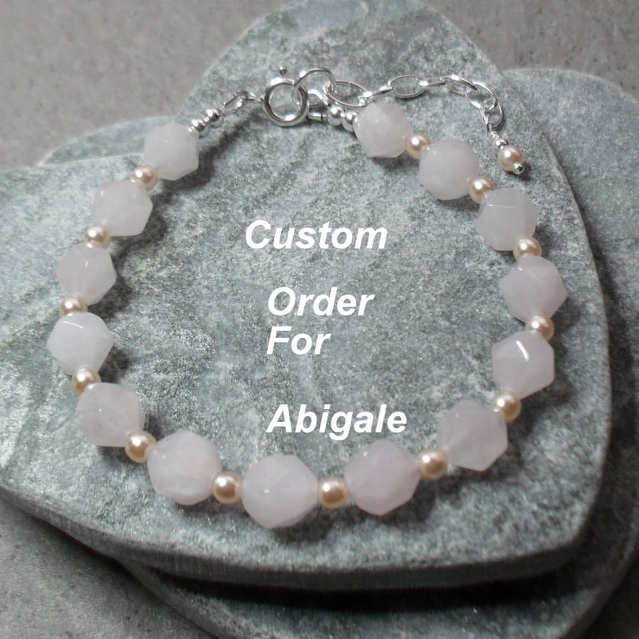 Custom Order For Abigale Rose Quartz Sterling Silver Bracelet