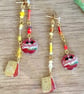 Mini Cheese Asymmetrical Earrings - Red Wax Edam Foodie Dangle Studs