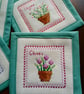Coasters set of 6 Herb Cross Stitch Quilted Heat Resistant. - Image 4