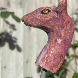 Raku clay rat cane topper