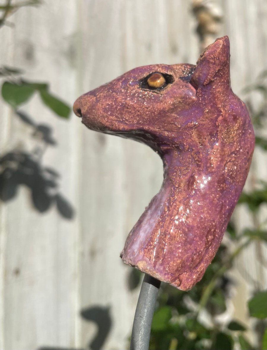Raku clay rat cane topper