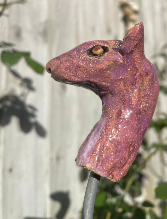 Raku clay rat cane topper