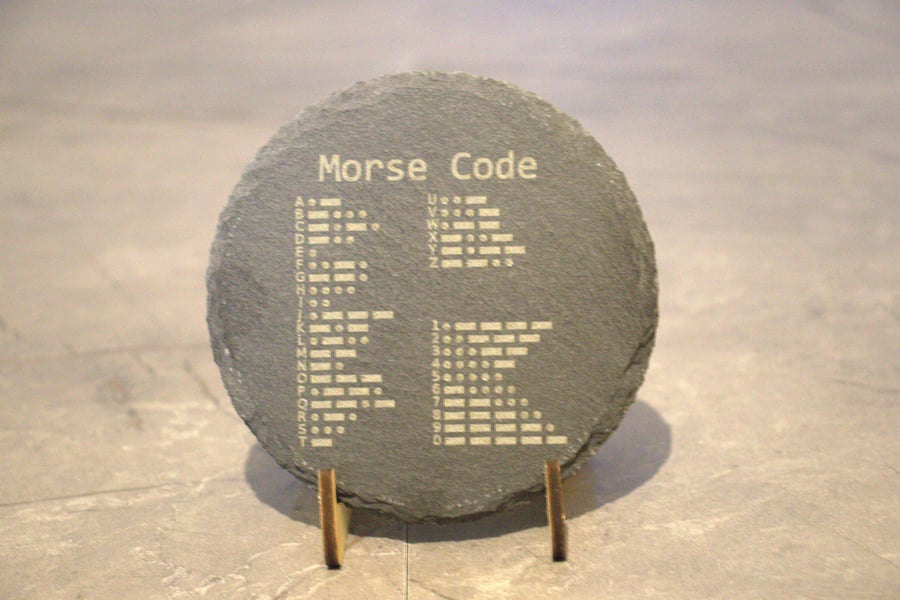 Morse Code Cheat Sheet Laser engraved Slate Coaster