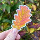 Orange-Red Oak Leaf Sticker