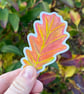 Orange-Red Oak Leaf Sticker - Image 1